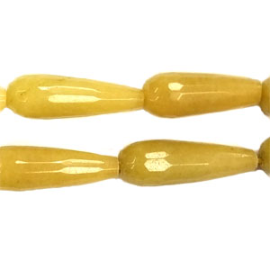 DYED JADE FACETED TEARDROP 8X30MM MUSTARD